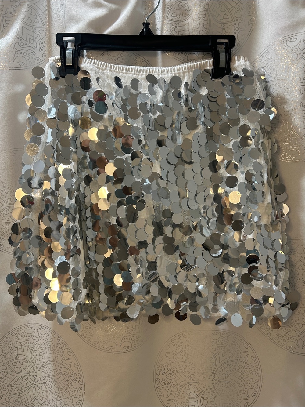 Silver Disco Sequin Mini Skirt Women Small S - Picture 7 of 11